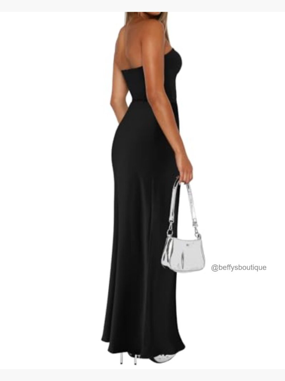 Satin Maxi Skirt Elastic High Waisted A-Line Flowy Long Skirt - Picture 2 of 7